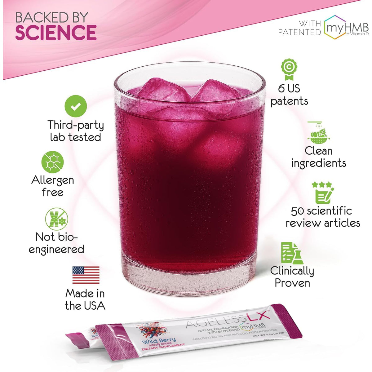 AgelessLX Complément Poudré Femme Baies Sauvages en verre