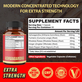 agobi Complément Alimentaire Ashwagandha 90 Capsules Vegan avec ingrédients