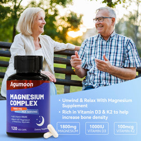 Agumoon Complément Alimentaire Magnésium capsules ouvertes sur une table