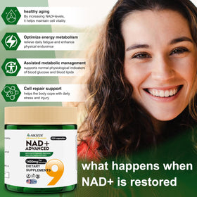 AIKEEDE Compléments Alimentaires NAD+ Liposomal 1400mg arrière de la boîte