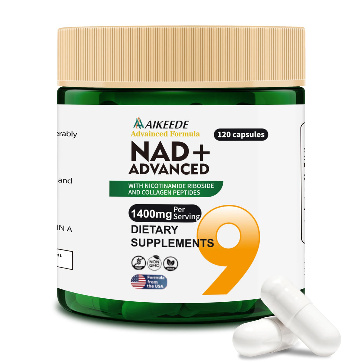 AIKEEDE Compléments Alimentaires NAD+ Liposomal 1400mg boîte avant