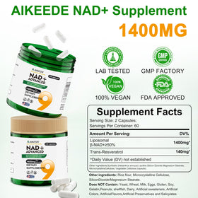AIKEEDE Compléments Alimentaires NAD+ Liposomal 1400mg étiquette