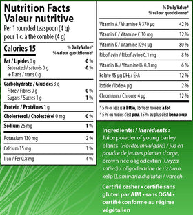 AIM BarleyLife emballage et informations nutritionnelles