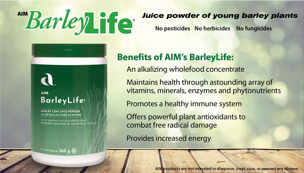 AIM BarleyLife Poudre d'Herbe d'Orge 360g vue latérale