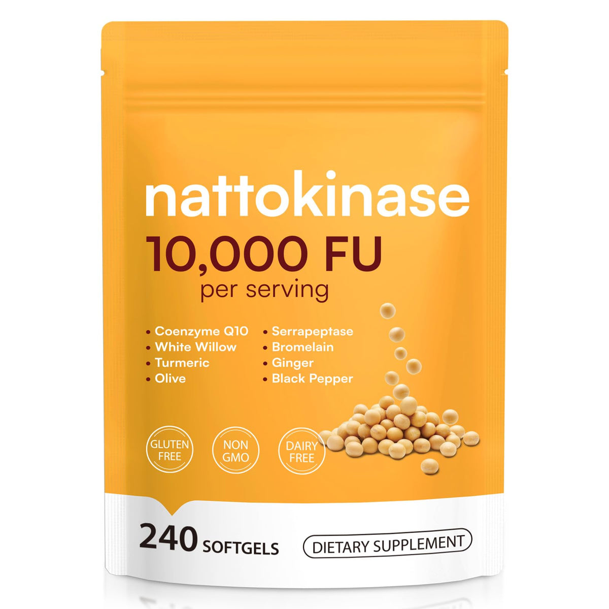 AIQIUSHA Nattokinase 10 000 FU gélules molles avec extrait de soja fermenté