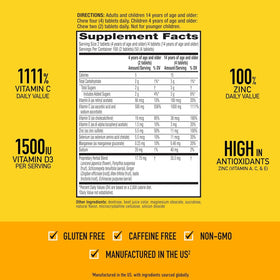 Airborne 1000mg Vitamine C + Zinc comprimés à mâcher avec des fruits