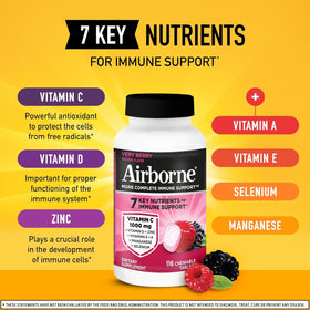 Airborne 1000mg Vitamine C + Zinc comprimés à mâcher sur une table