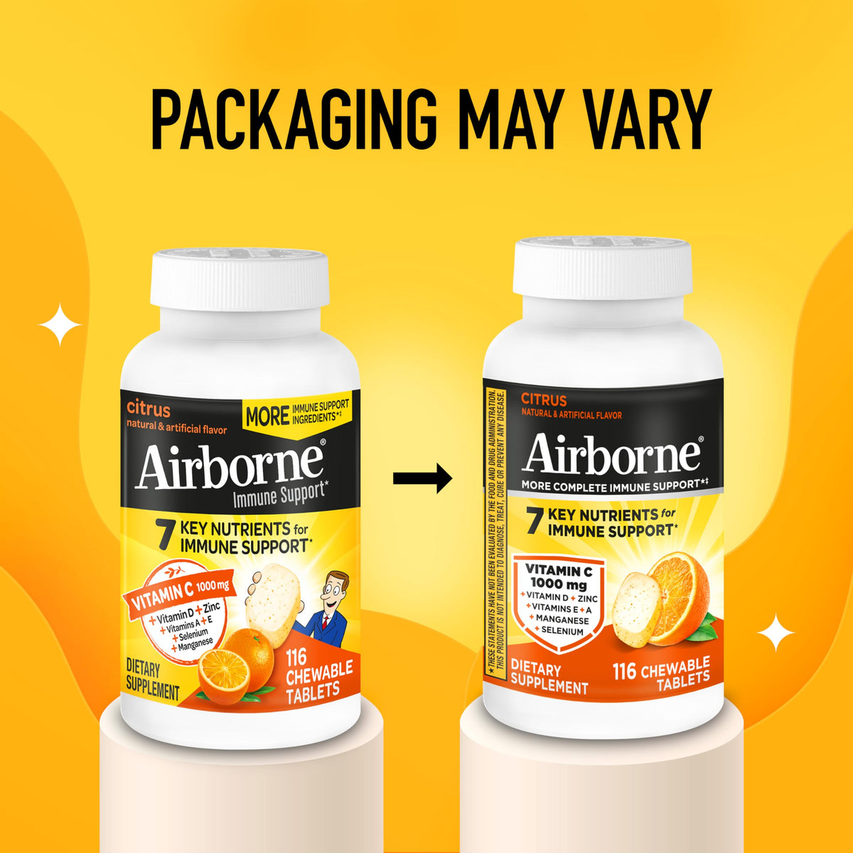 Airborne Complément Alimentaire 1000mg, comprimés à mâcher agrumes