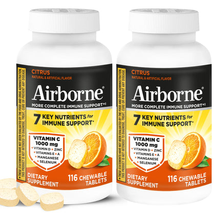 Airborne Complément Alimentaire 1000mg Vitamine C avec Zinc, vue de face