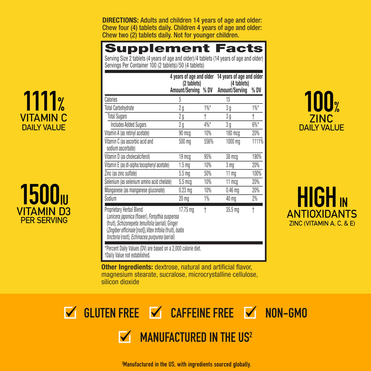 Airborne Complément Alimentaire 1000mg Vitamine C, vue de côté