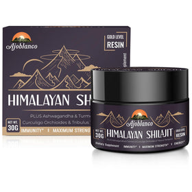 Ajoblanco Résine de Shilajit Himalayen 600mg dans une cuillère