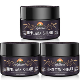 Ajoblanco Résine de Shilajit Himalayen 600mg devant un fond naturel