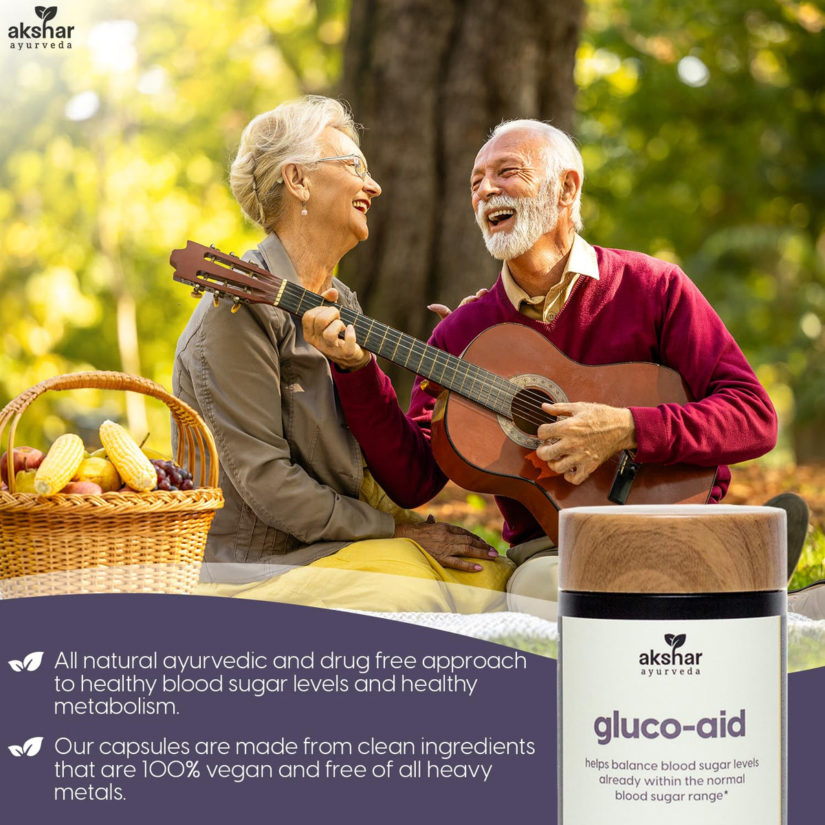 AKSHAR Gluco Support 60 Capsules sur un fond blanc