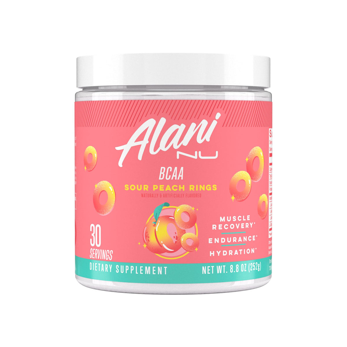 Alani Nu BCAA Anneau Pêche Acide 322g vue de face