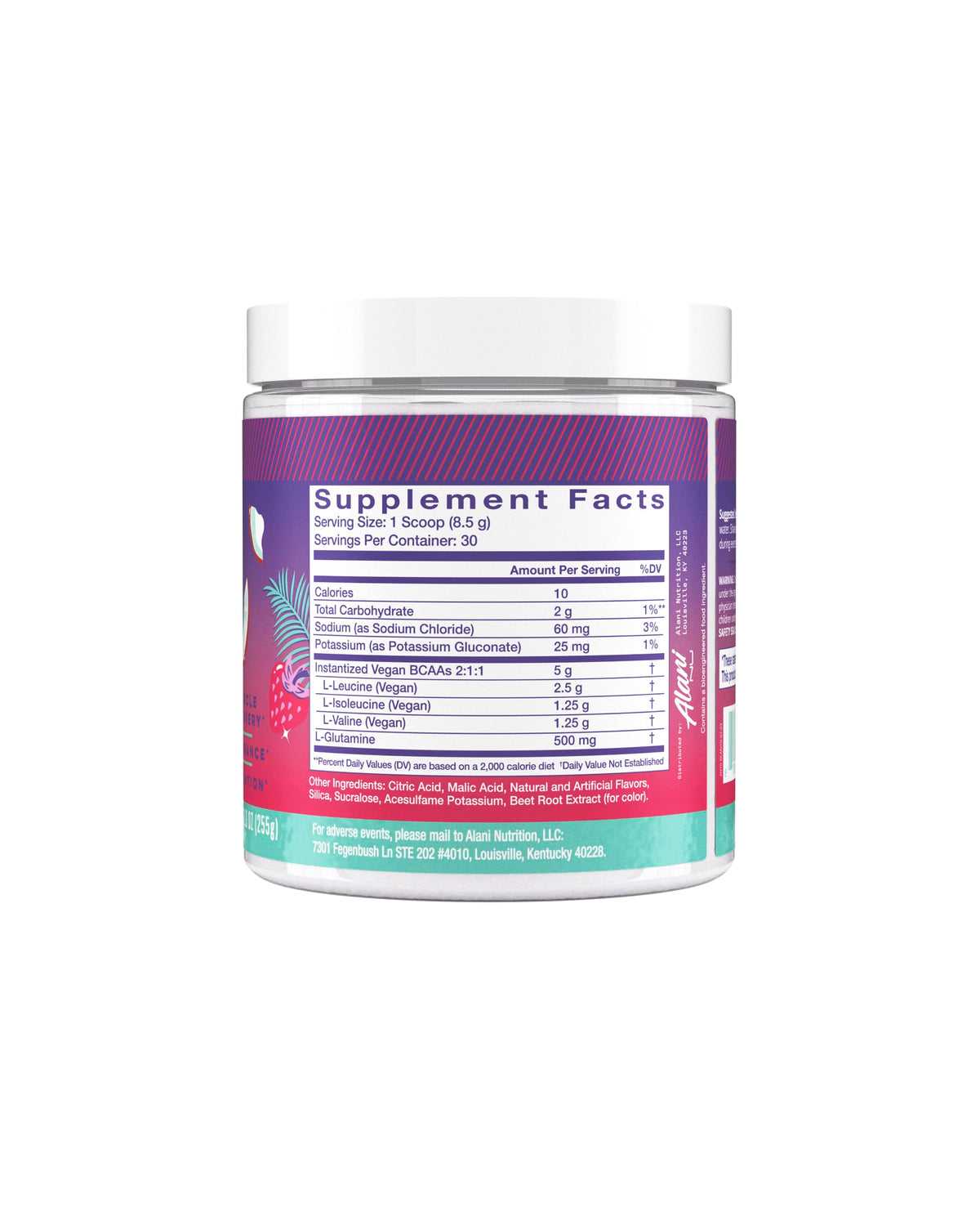 Alani Nu BCAA Poudre 30 Servings près de la cuillère de dosage