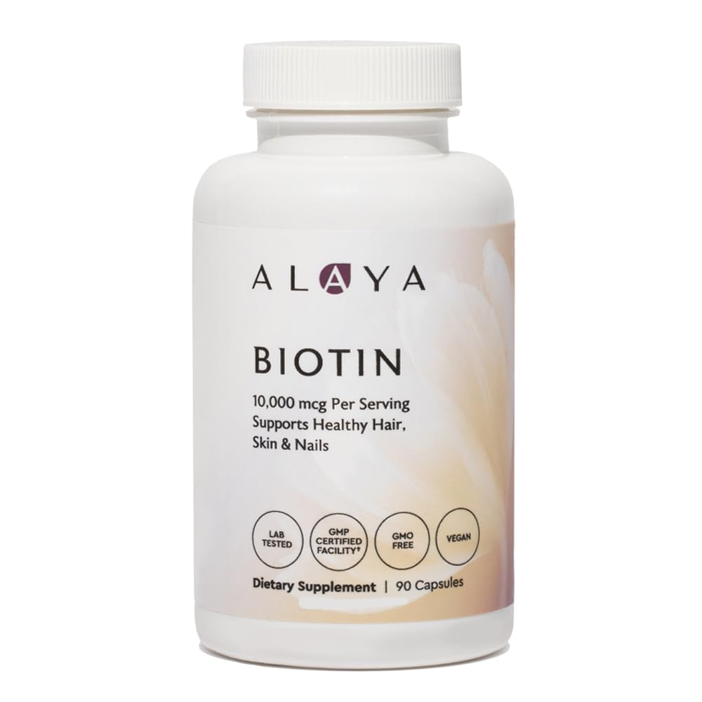 Alaya Naturals Biotine 10 000 mcg 90 capsules vue de face
