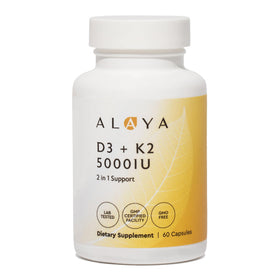 Alaya Naturals D3 K2 5000 IU 60 capsules vue de face
