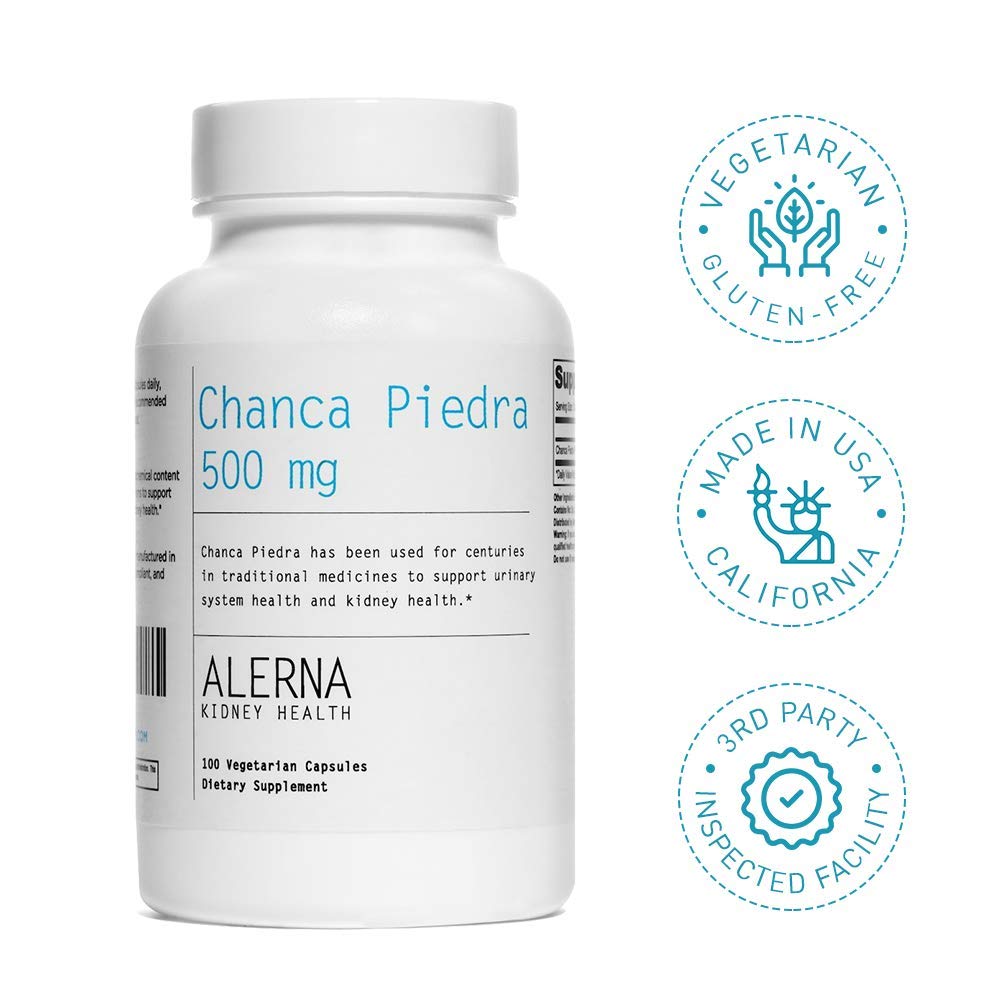 Alerna Chanca Piedra 500 mg bouteille ouverte avec capsules