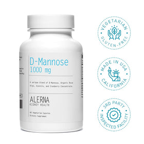 Alerna D-Mannose 1000 mg gélules végétariennes sur une table en bois