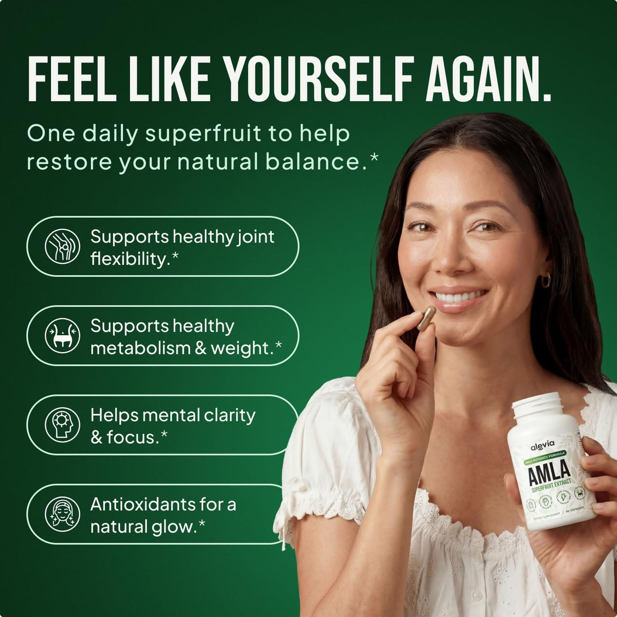 Alevia Amla Extrait 1000mg, capsules sur une surface blanche