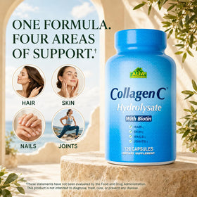 ALFA VITAMINS Collagène Hydrolysé 120 Capsules, mise en situation sur une table