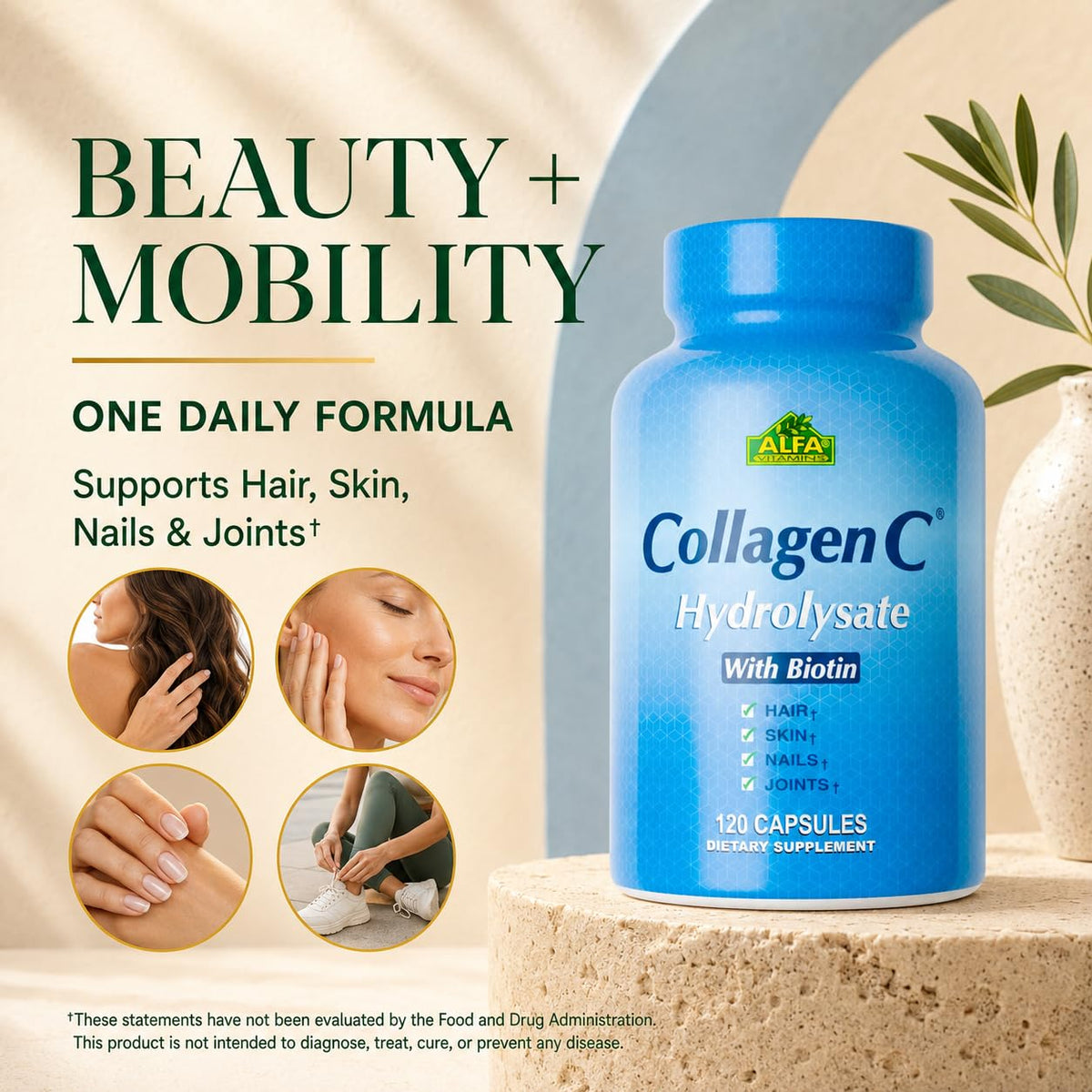 ALFA VITAMINS Collagène Hydrolysé 120 Capsules, vue latérale