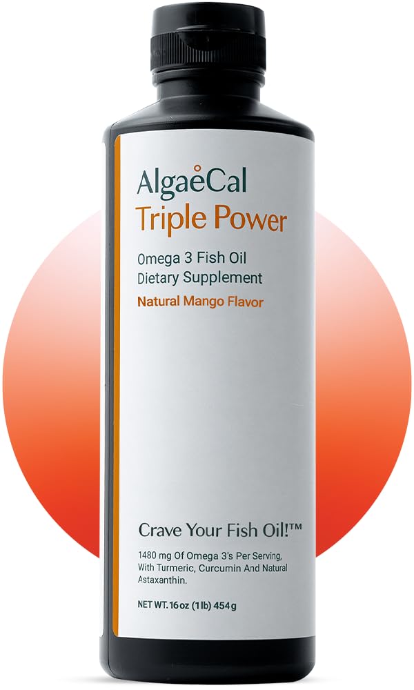 ALGAECAL Huile de Poisson Omega 3 Triple Power 1200mg 16 oz vue de face