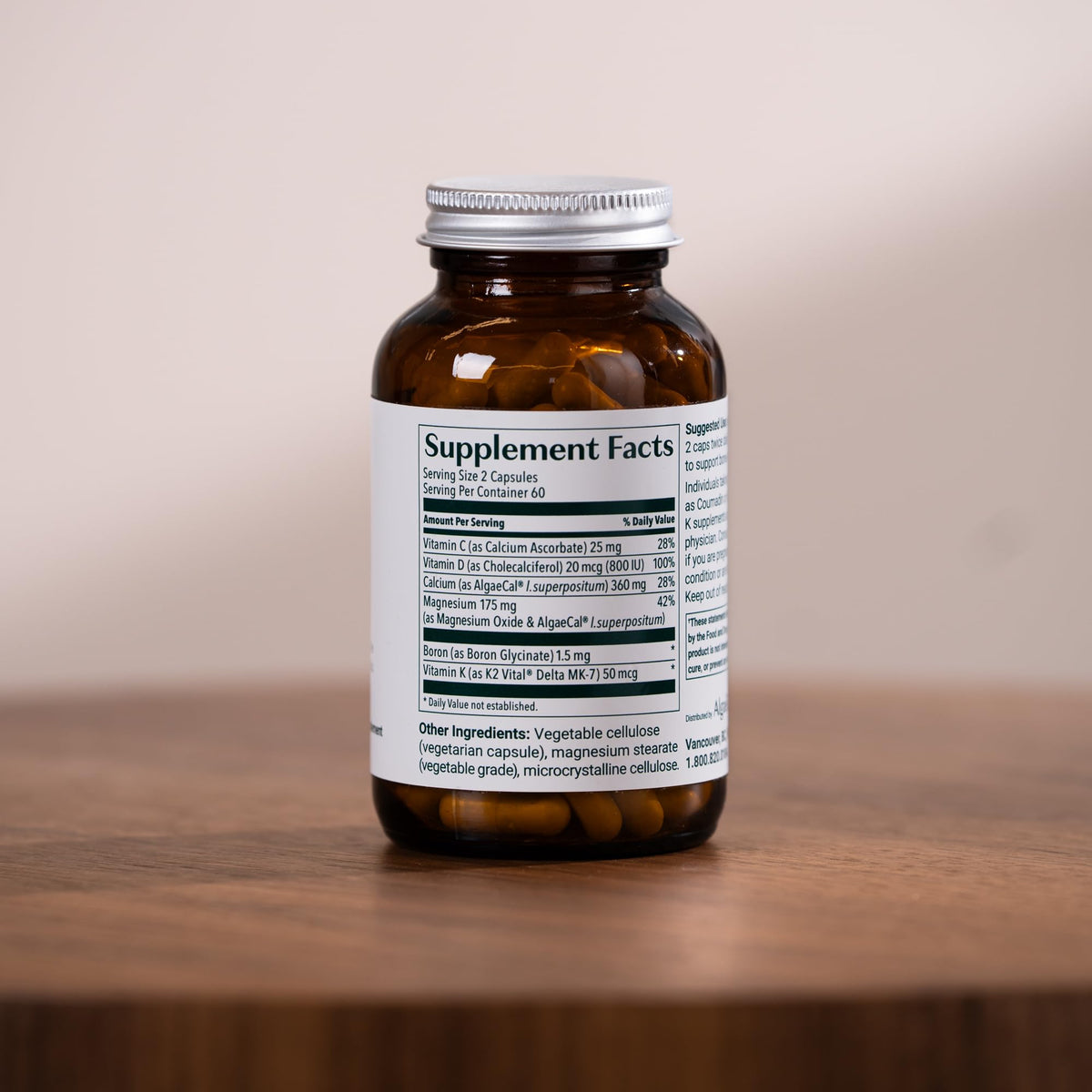 ALGAECAL Plus nutrition facts sur le flacon