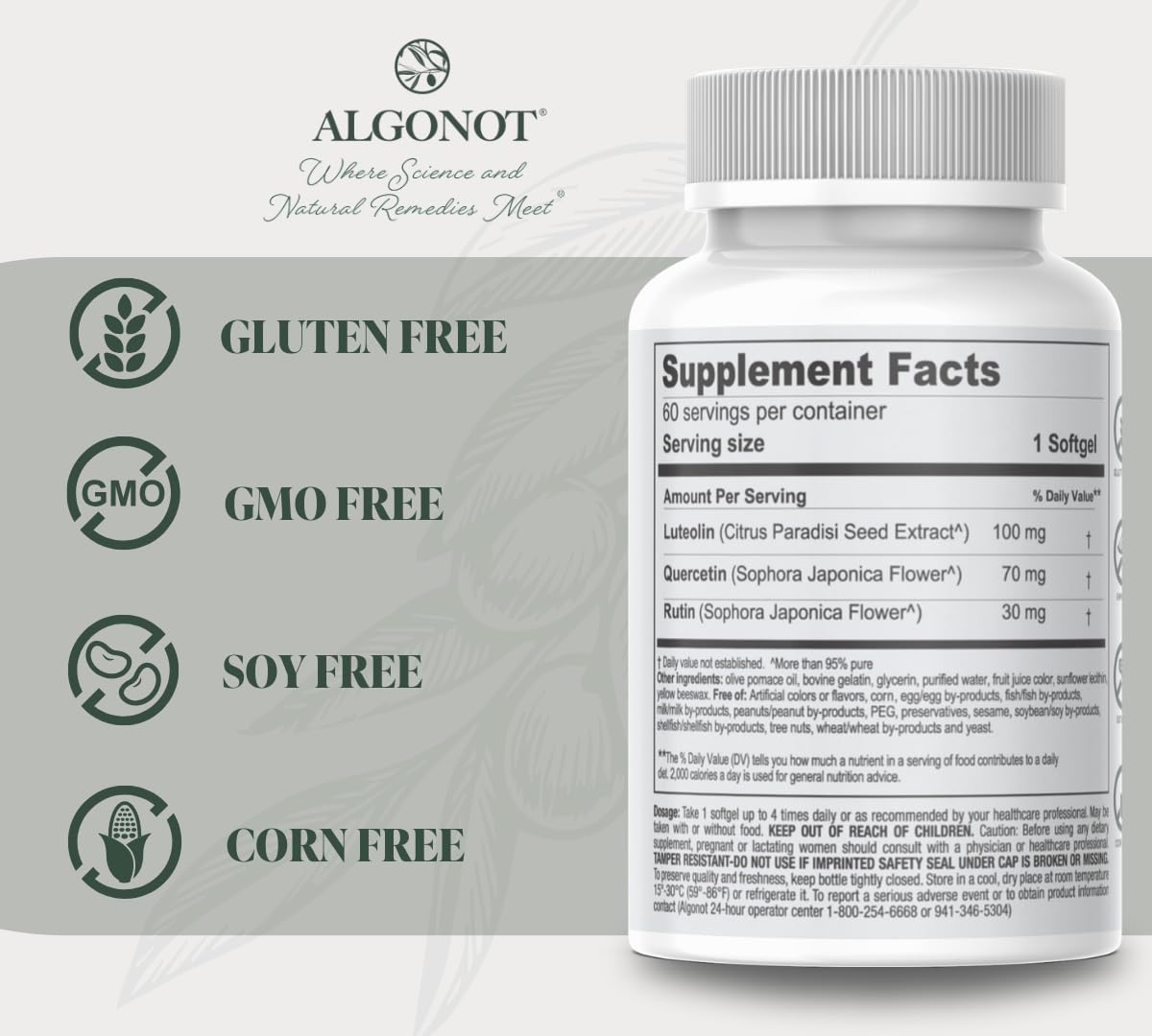 Algonot NeuroProtek® composition avec lutéoline, quercétine, rutin