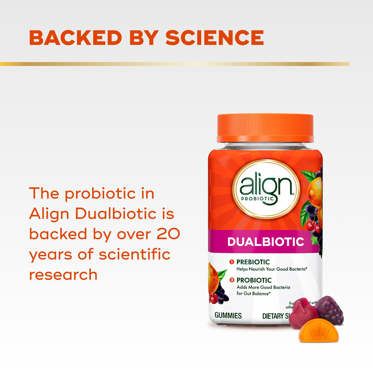 Align Gummies Prébiotiques et Probiotiques, gummies dans un bol