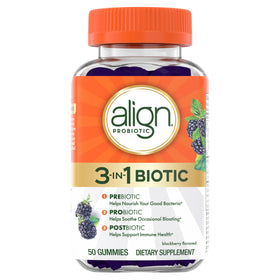 Align Probiotic Gummies 3-en-1 étiquette de la boîte