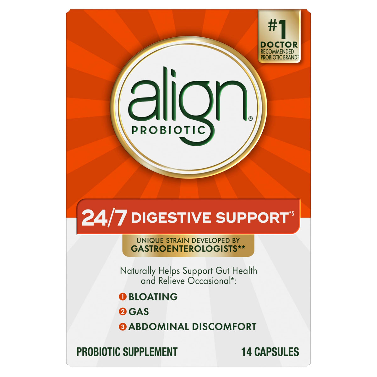Align Probiotique 14 capsules, vue de face de l'emballage