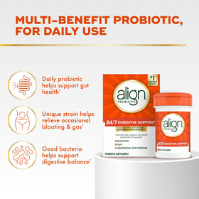 Align Probiotique, capsules individuelles sur fond blanc