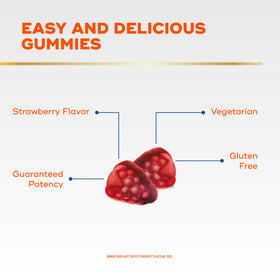 Align Probiotique Gummies 60 unités gummies à côté d'un verre d'eau
