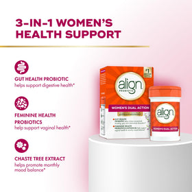 Align Probiotiques Femme Dual Action 42 capsules sur une table