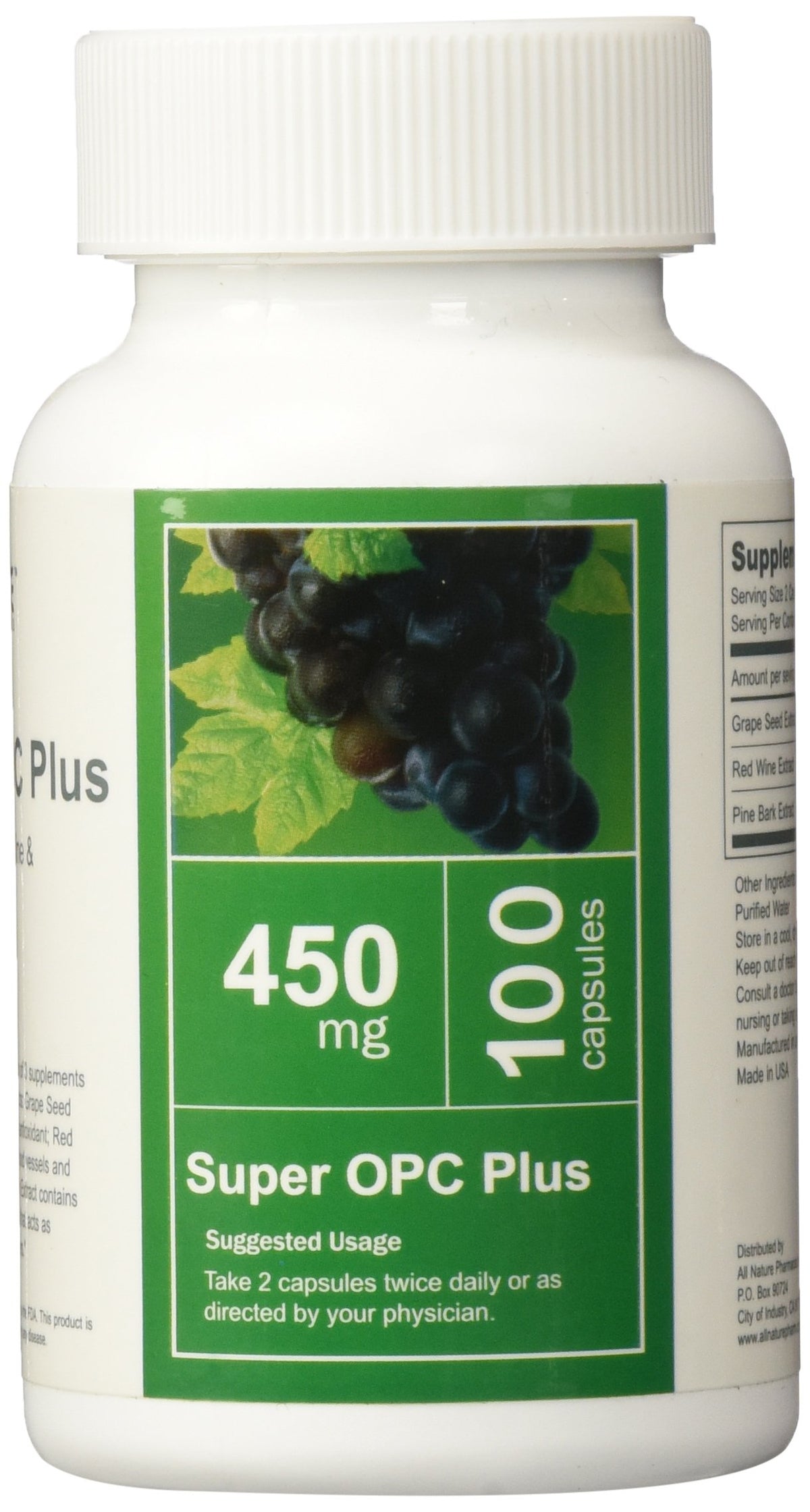 All Nature Super OPC Plus 100 capsules avec étiquette détaillée