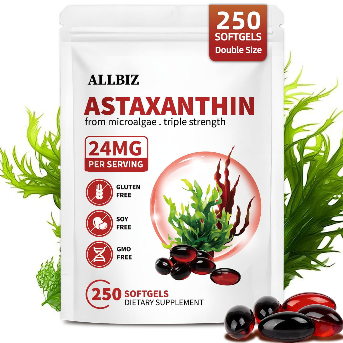 ALLBIZ Astaxanthin 24mg gélules softgels vue avant