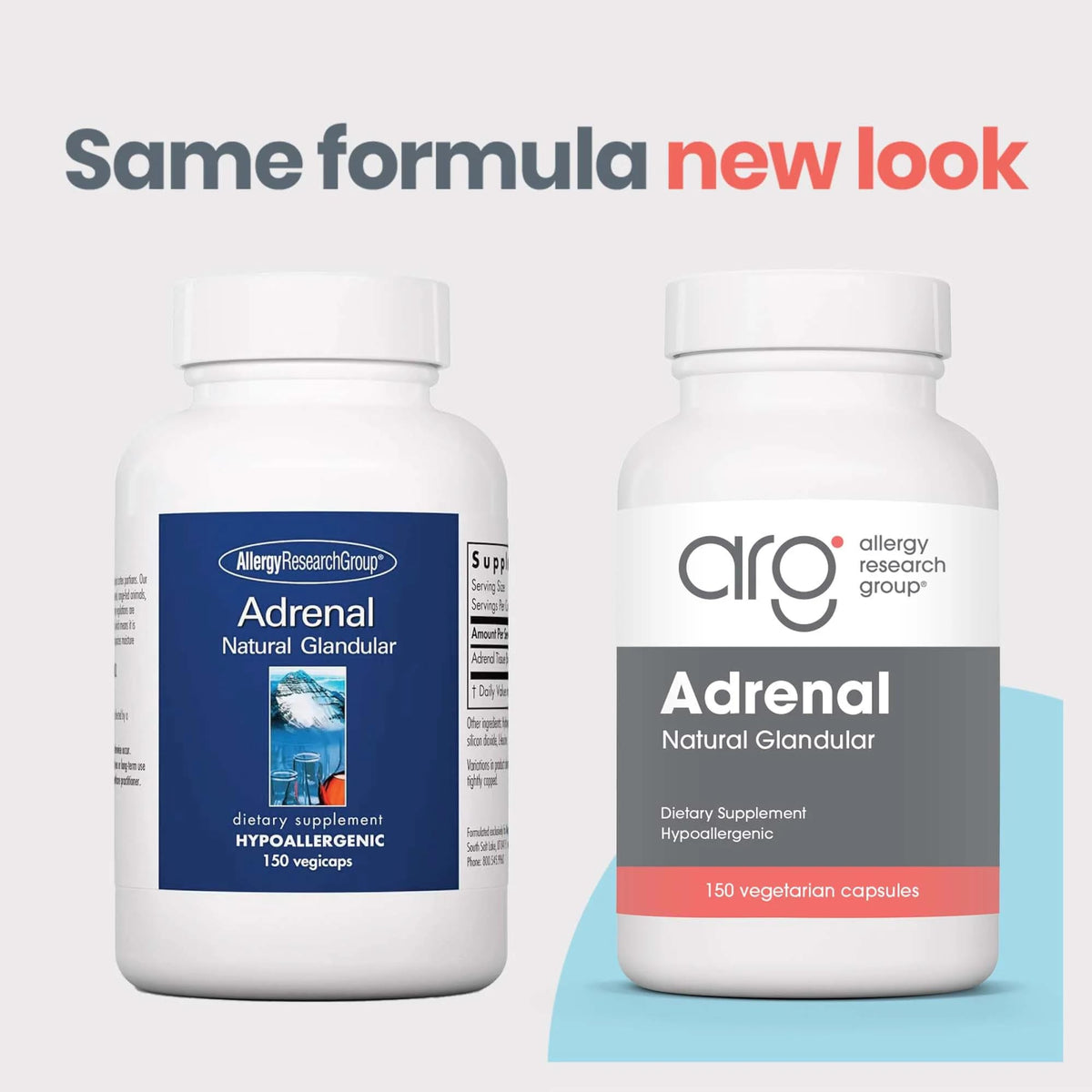 Allergy Research Group Adrenal Cortex, flacon avec capsules à côté
