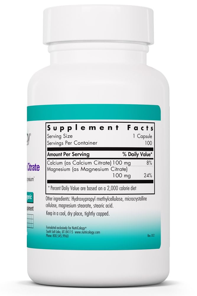 Allergy Research Group Calcium Magnesium Citrate 100 Capsules back view