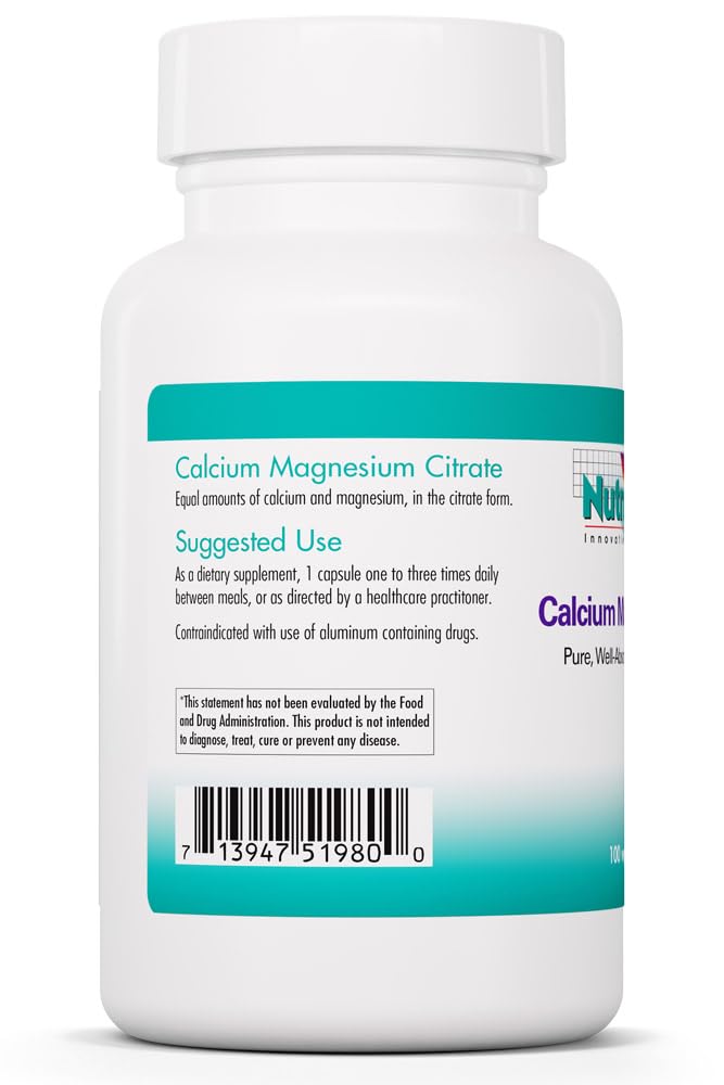 Allergy Research Group Calcium Magnesium Citrate 100 Capsules side view