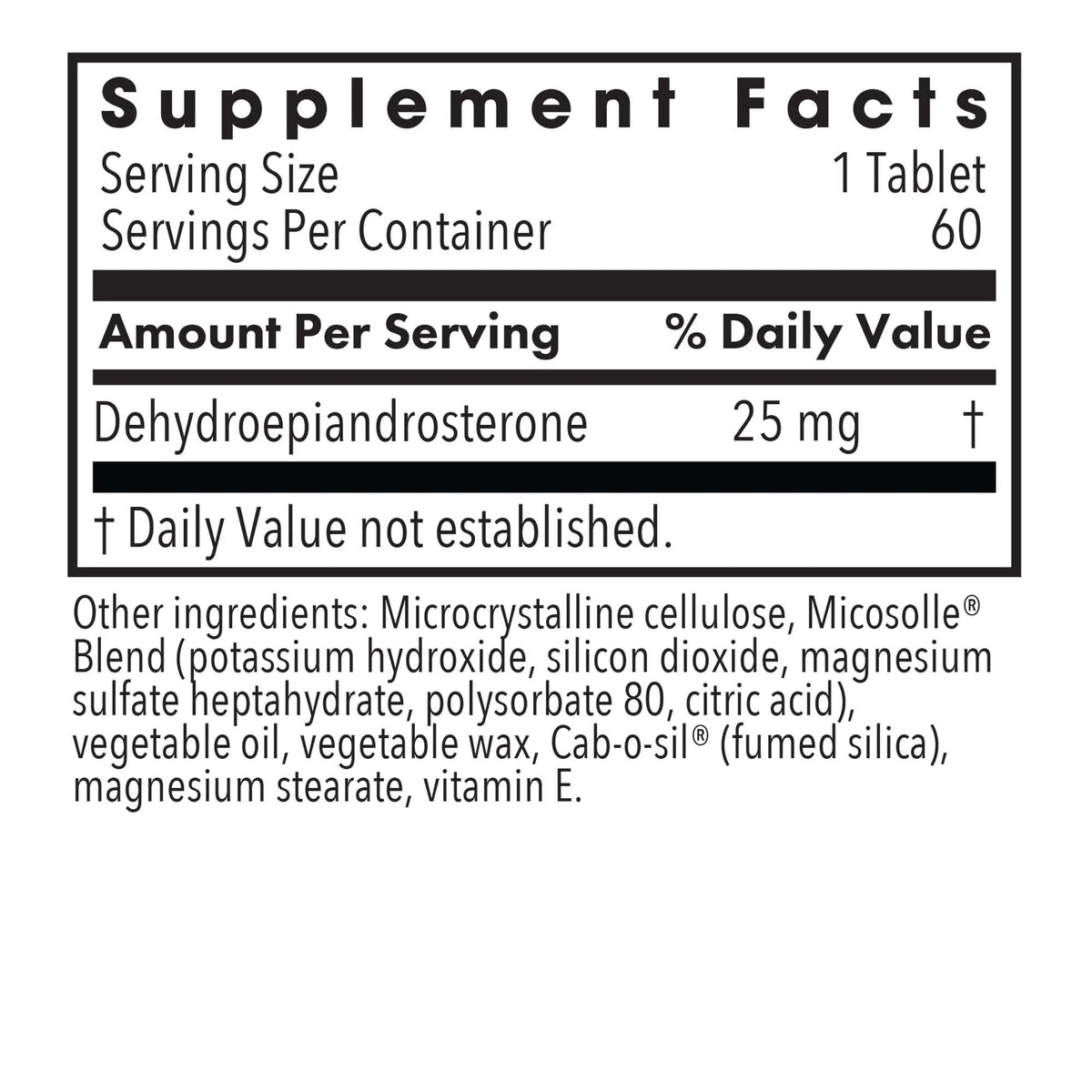 Allergy Research Group DHEA 25 mg 60 capsules emballage