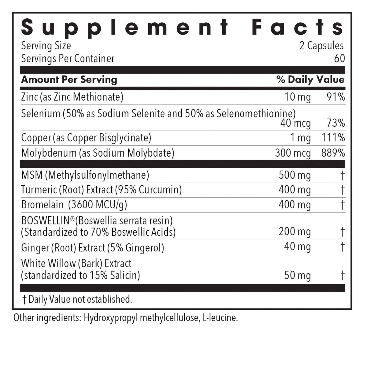 Allergy Research Group InflaMed emballage et capsules