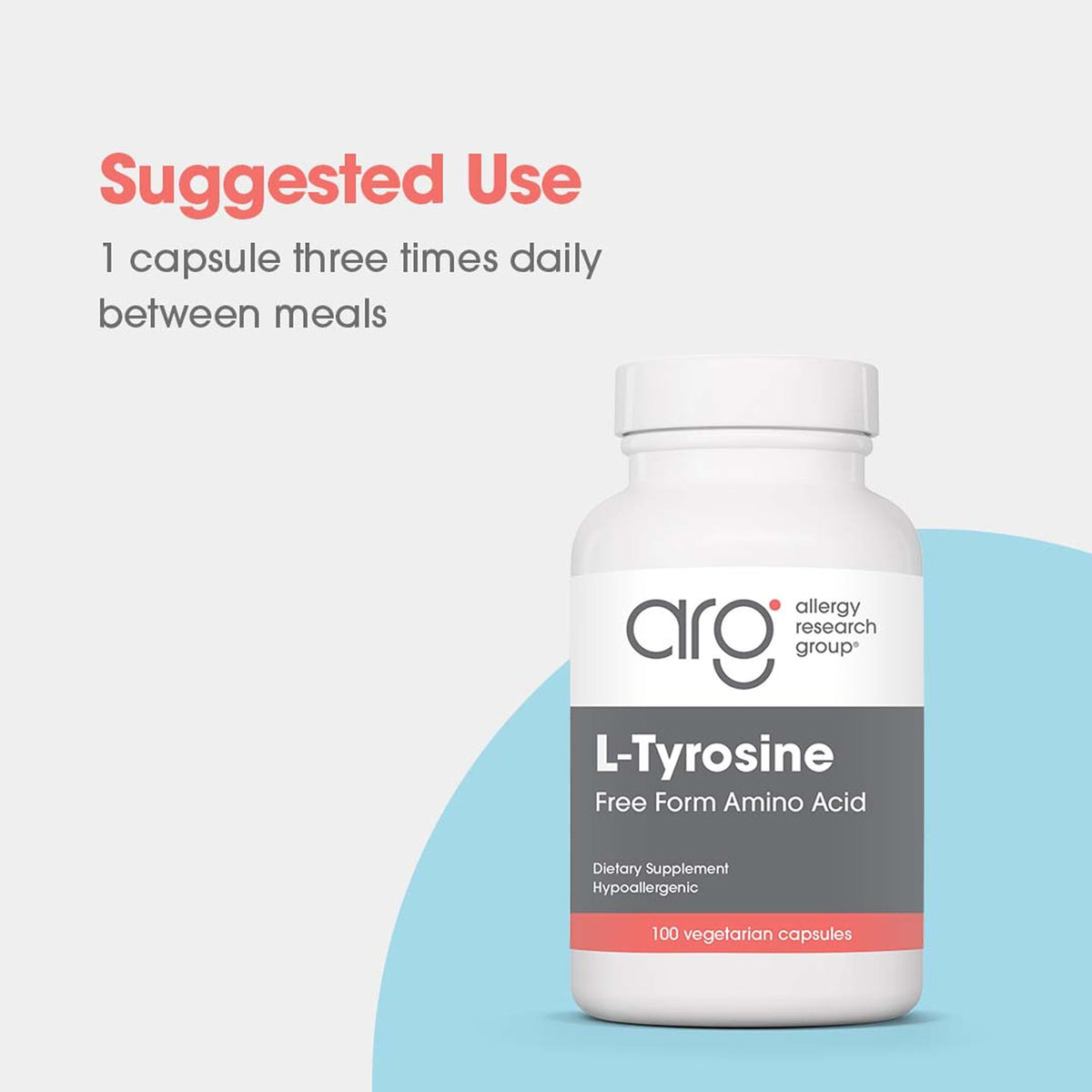 Allergy Research Group L-Tyrosine 500 mg 100 Capsules, vue de l'arrière
