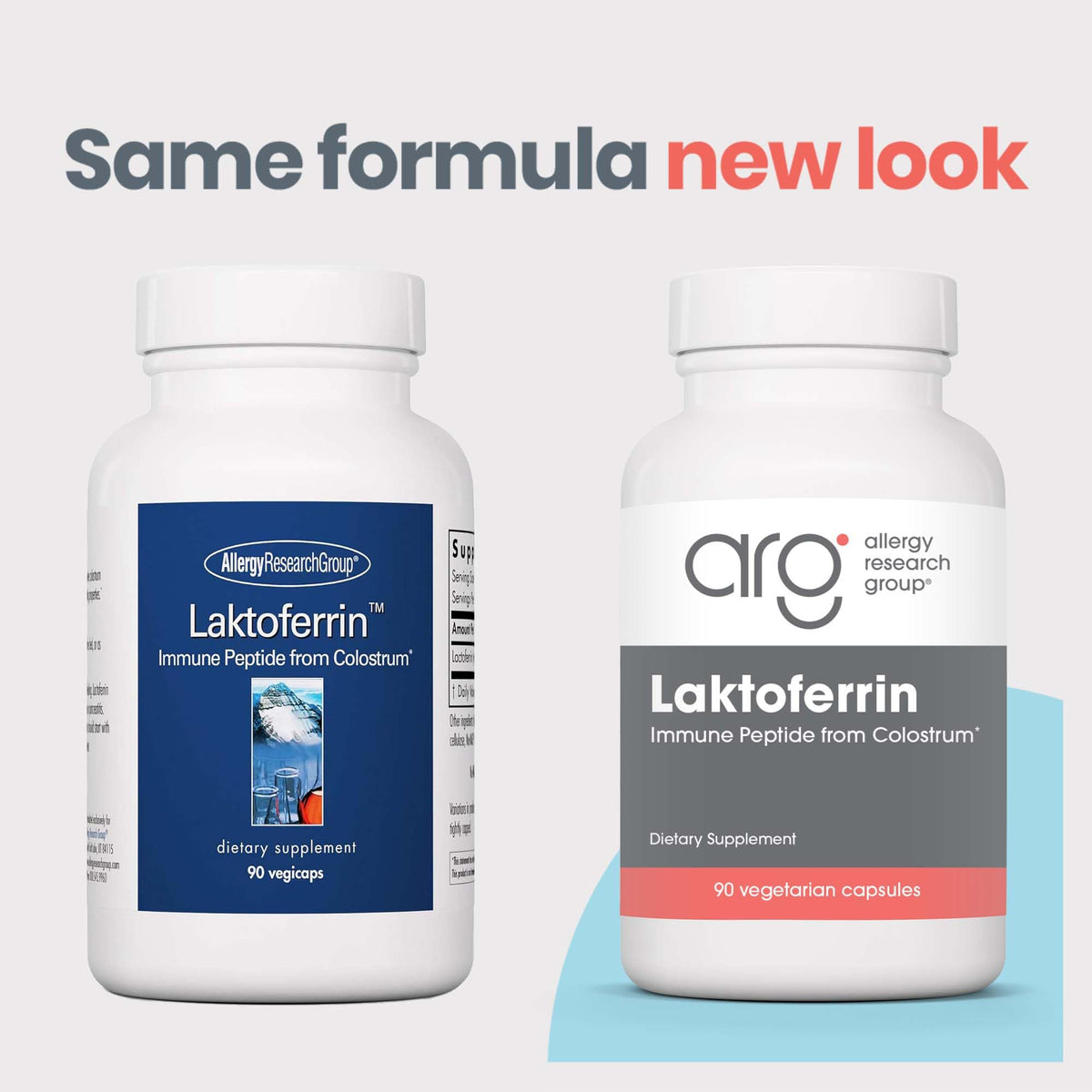 Allergy Research Group Laktoferrin 350 mg 90 capsules side view