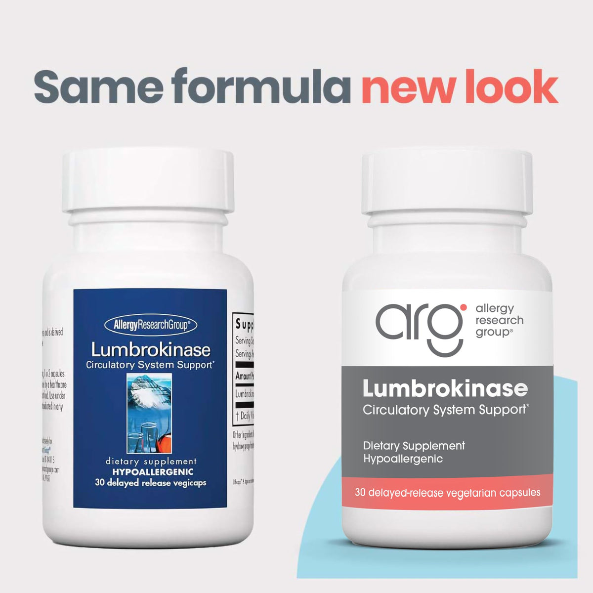 Allergy Research Group Lumbrokinase 32 mg capsules side view