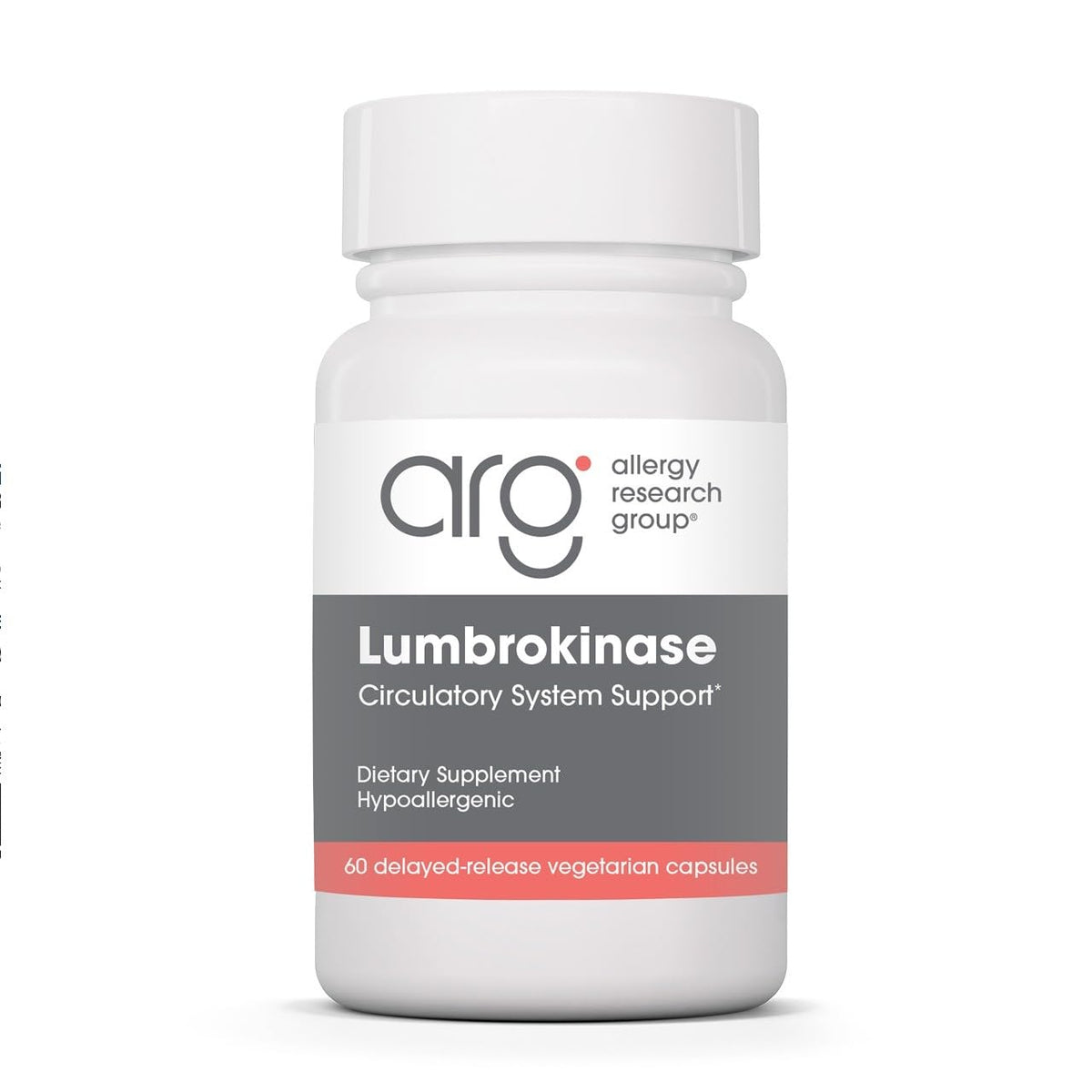 Allergy Research Group Lumbrokinase 60 capsules front view