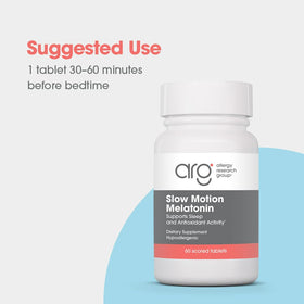 Allergy Research Group Mélatonine Lente 1,2 mg comprimés avec un verre d'eau