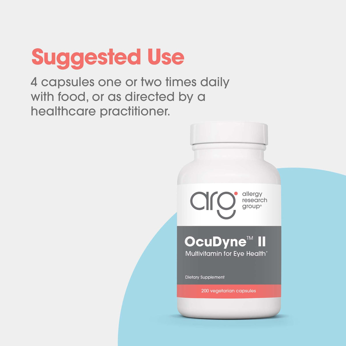 Allergy Research Group OcuDyne II Complément pour la Santé des Yeux 200 Capsules sur un fond neutre