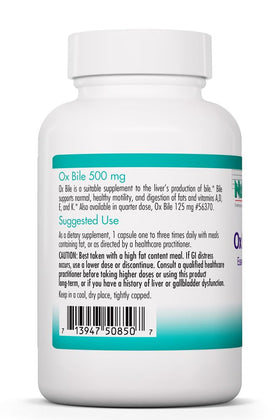 Allergy Research Group Ox Bile 500 mg 180 Capsules côté