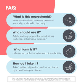 Allergy Research Group Pregnenolone 100 mg comprimés, présentation sur une surface neutre